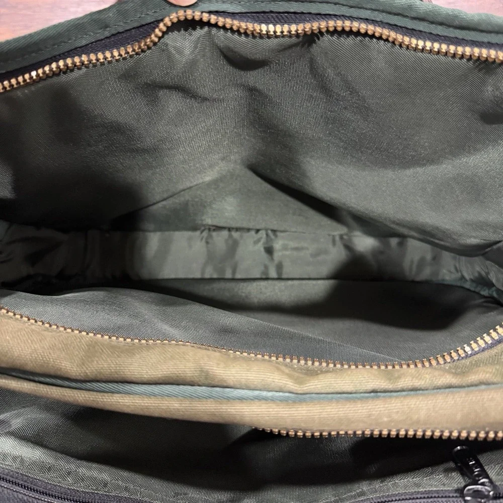 Vintage Orvis Battenkill Green Canvas Leather Briefcase Laptop Messenger Bag USA